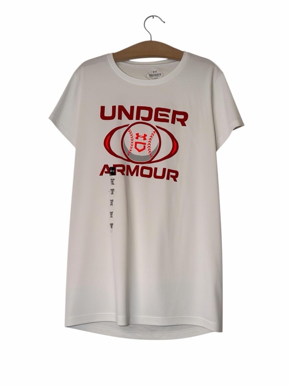 Under Armour girls white red Velocity softball graphic t shirt nwt sz LG loose